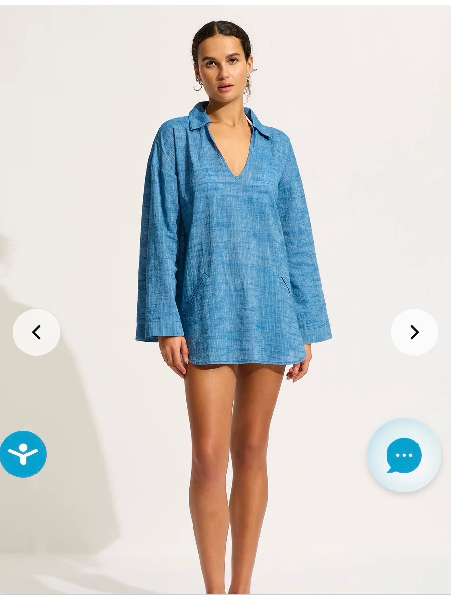 Seafolly Sky Blue V-Neck Swim Tunic Cover-Up